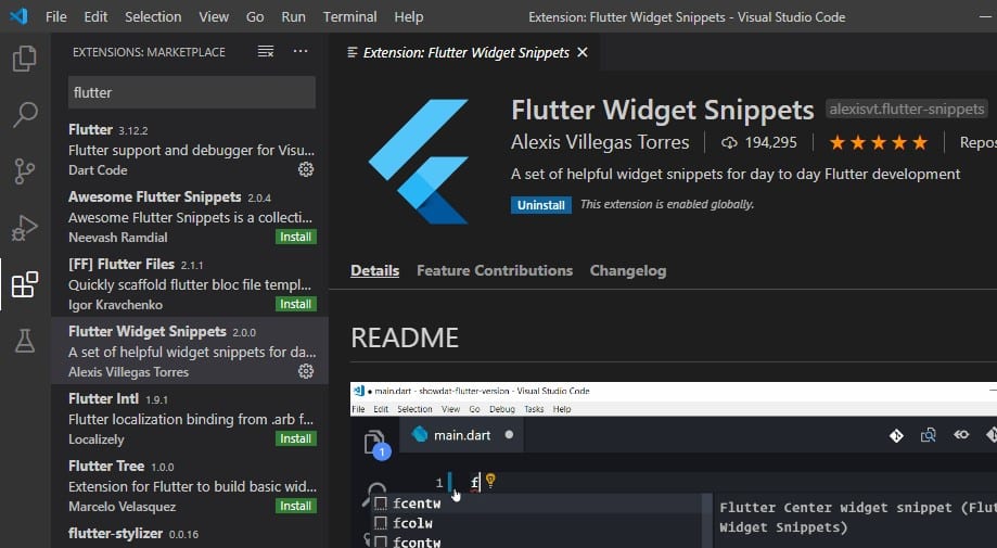 Install Extension Flutter Di Visual Studio Code