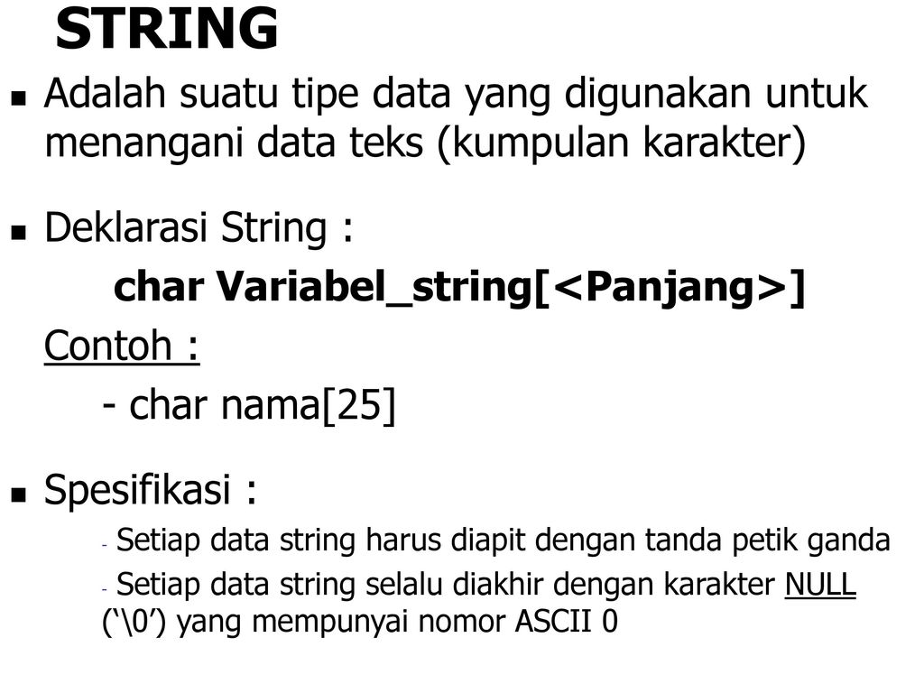 Fungsi Manipulasi Untuk String Berdasarkan C Adalah