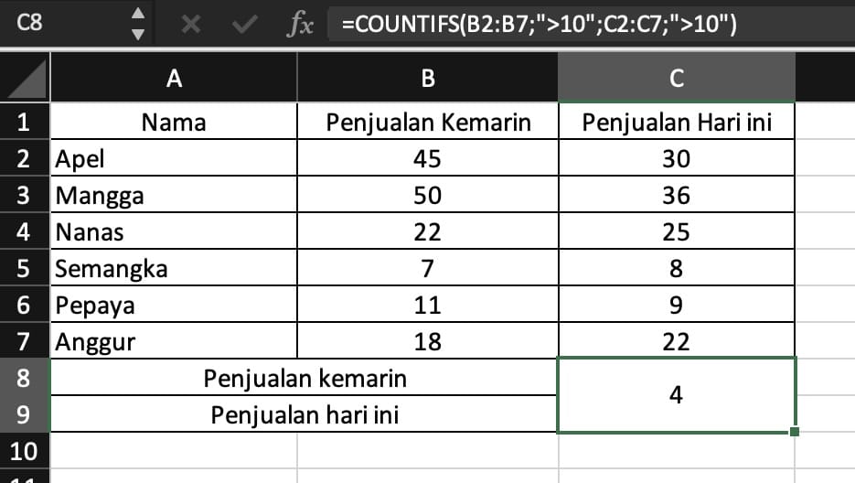 rumus countif excel