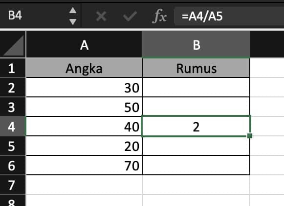 Rumus pembagian sederhana