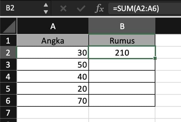 Rumus penjumlahan SUM