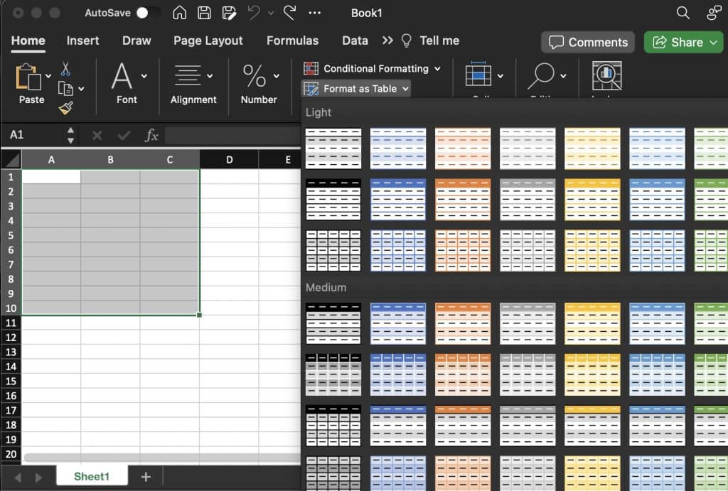 Cara Membuat Tabel di Excel