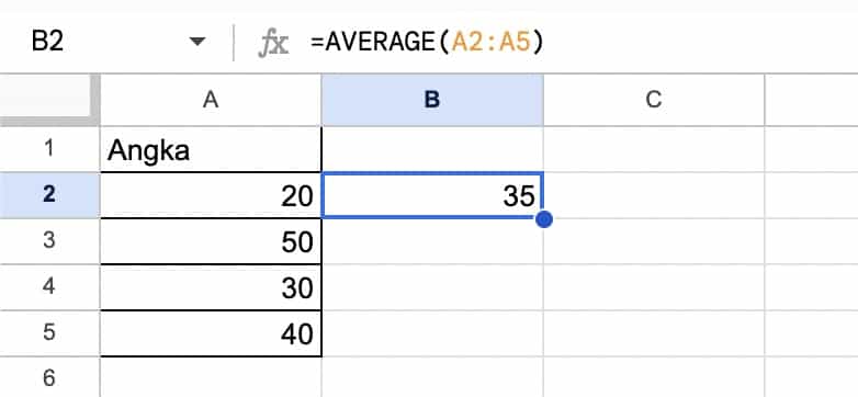 Rumus average spreadsheet