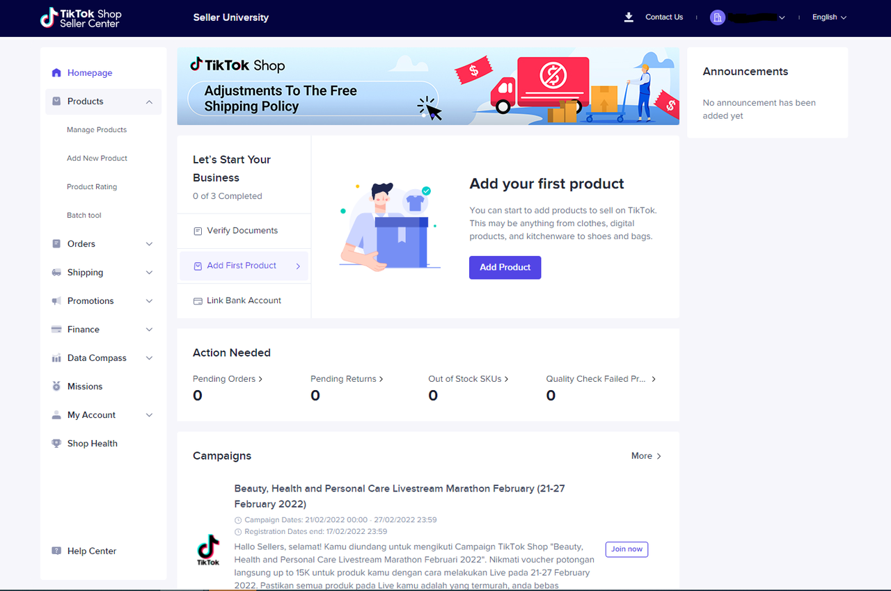 Menambahkan produk baru ke TIkTok Shop