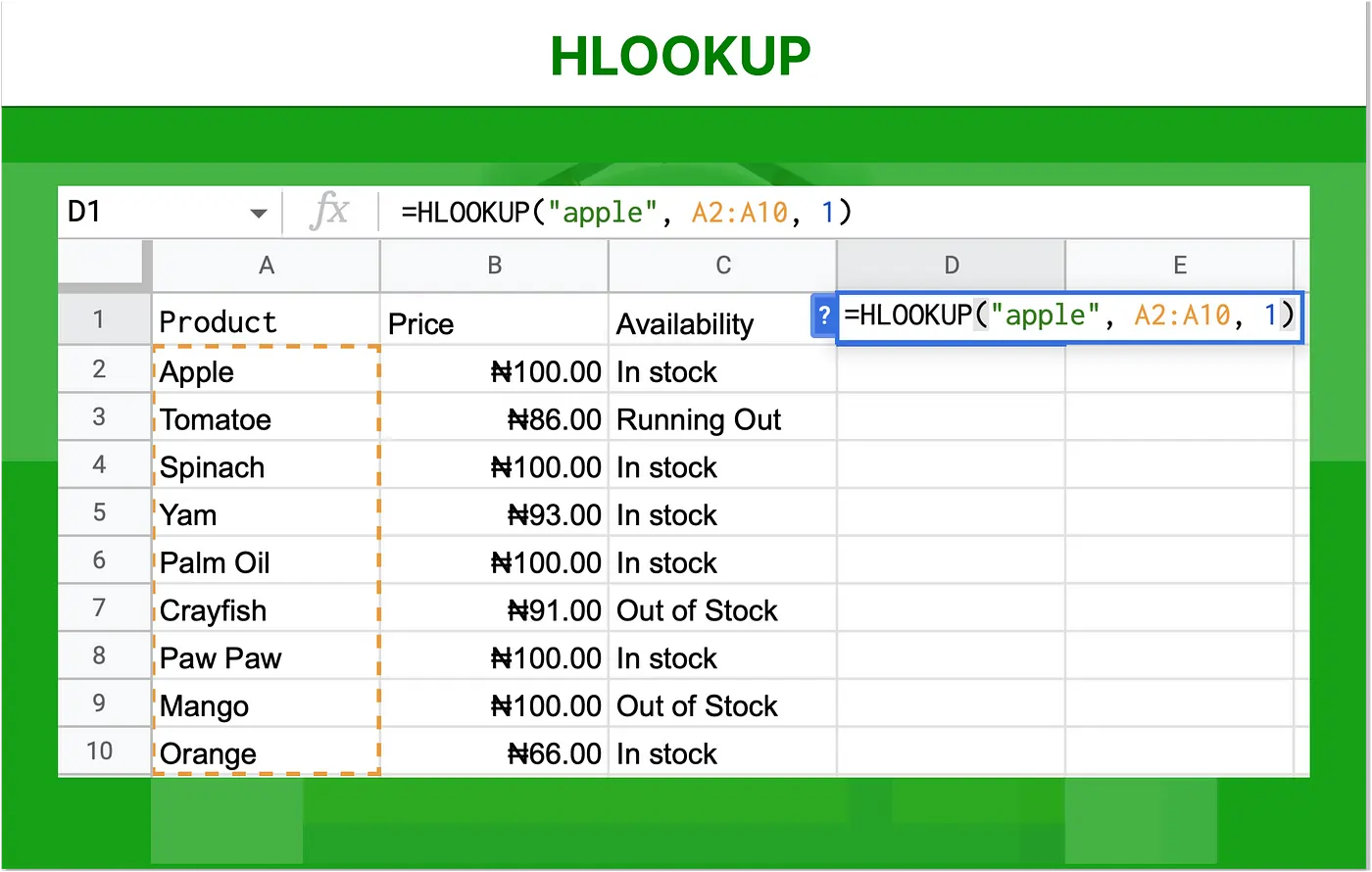 Rumus hlookup