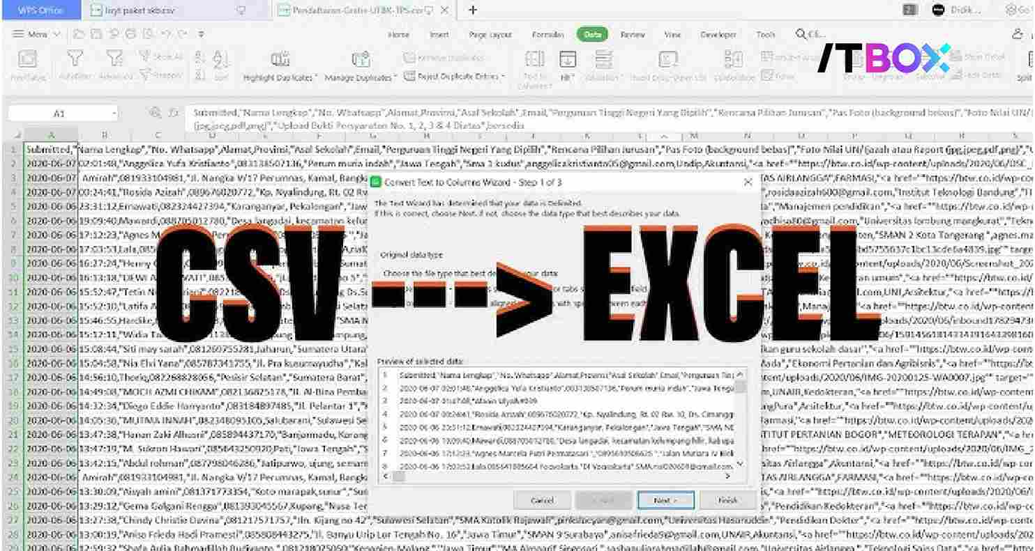 cara merubah csv ke excel